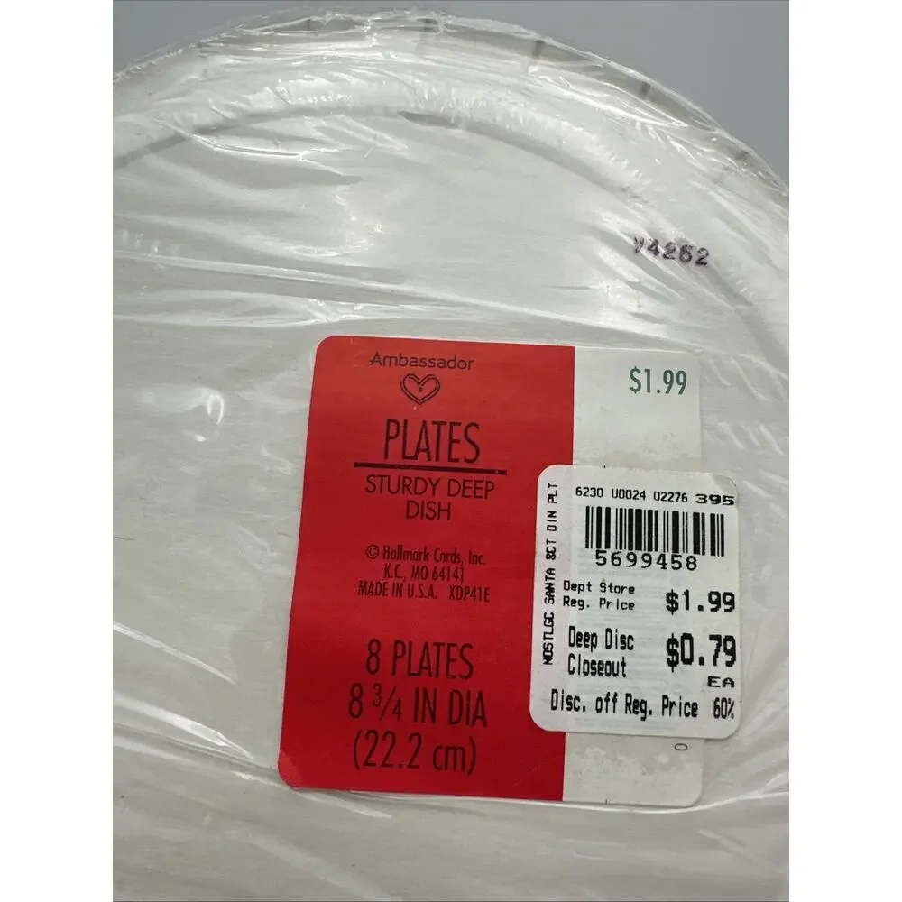 Lot Of 4 Hallmark Santa Claus Paper Plate Christmas. 8 Dessert Size 24 Lunch Sz